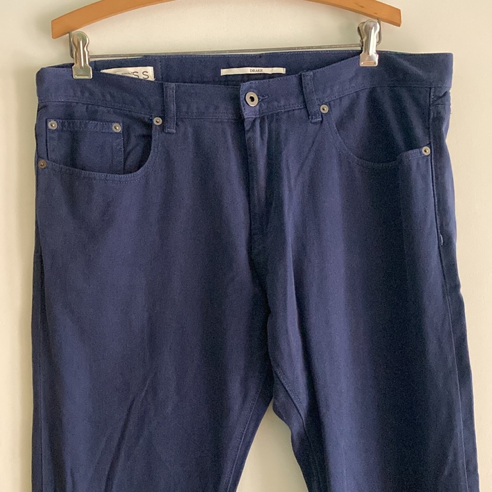 Reiss Mens Size 36 Cotton Pants "Drake" Blue 5 Pocket Style Casual Trousers